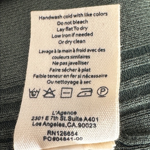 L’AGENCE Shelby Olive Green Midi Ribbed Knit Sleeveless Dress Size S Sweater - Picture 12 of 12